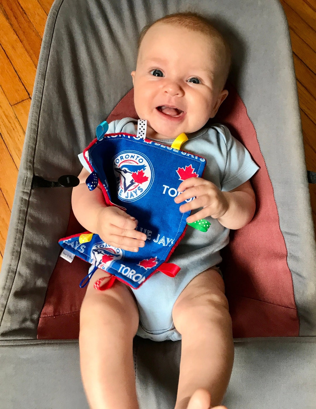 Toronto Blue Jays Baby Crinkle Taggie Toy Sensory Baby Toy Etsy