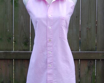 Upcycled Shirt Apron - Pink Apron Ladies size Small - Cooking Apron -Sexy Apron - Bridal Shower Gift - Craft Apron - Craft Apron-Shirt Apron