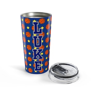 Custom Basketball Tumbler for Fans, Personalized Sport Travel Mug, Gift for Athletes, Unique Sports Merchandise, Cool Drinkware