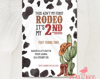 It's not my first rodeo it's my second - 2nd birthday - Red Rodeo Birthday - Cowboy Birthday - Edit On Canva - Rodeo Birthday