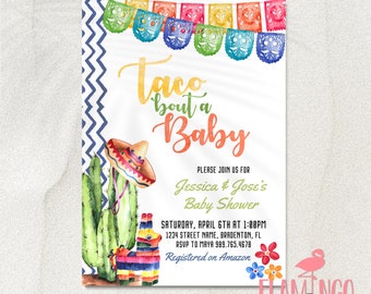 Taco bout a Baby - Baby Shower - Taco Baby Shower - Cinco De Mayo Baby Shower - Baby Fiesta - Edit in Canva - Invitation Template - Fiesta
