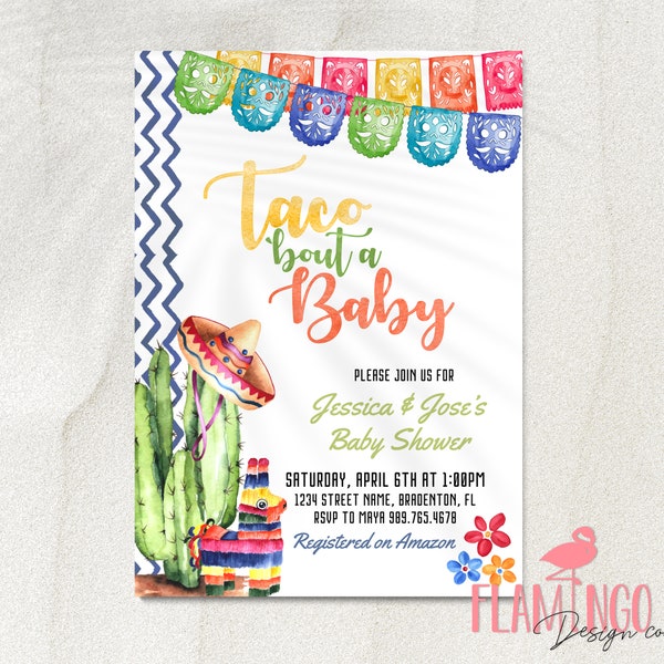 Taco bout a Baby - Baby Shower - Taco Baby Shower - Cinco De Mayo Baby Shower - Baby Fiesta - Edit in Canva - Invitation Template - Fiesta