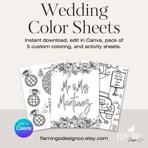 Wedding Activity Sheets - Wedding Coloring Pages - Custom - Edit on ...