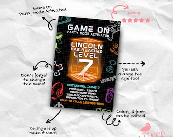 Gamer Geburtstagseinladung Vorlage: Game Truck Party, DIY Canvas (5x7, digitaler Download)