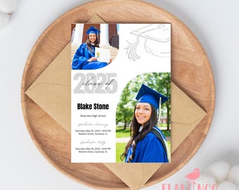 Klasse von 2026 Graduation Einladung Vorlage | Gestalte mit Canva | Perfekt für die Grad-Party | Sofortdownload | Bearbeitbar Einladen | Zum Selbermachen