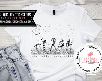 Dancing Skeletons Halloween Shirt Design: Stay Wild Moon Child (Digital Download)