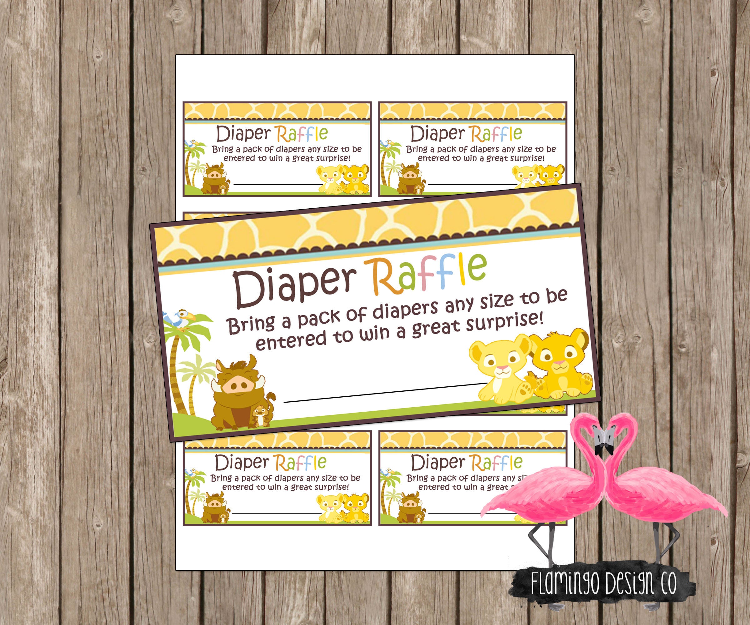 Lion King Inspired Diaper Raffle ticket Neutral DIY | Etsy