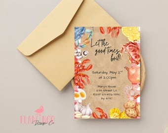 Let the good times boil Invitation: Editable Seafood Boil Theme (DIY Canva Template)