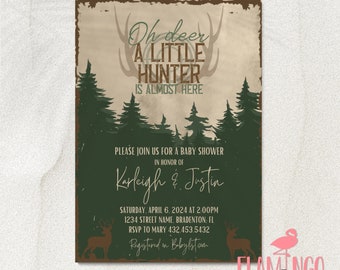 Oh Deer Baby Shower - Hunting Baby Shower - Little Hunter Baby Shower - Deer Baby Shower - Boy - Girl - Neutral Baby Shower - Canva Template