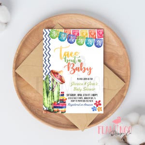 Taco bout a Baby - Chá de Bebê - Chá de Bebê Taco - Chá de Bebê Cinco De Mayo - Festa do Bebê - Editar no Canva - Modelo de Convite - Festa