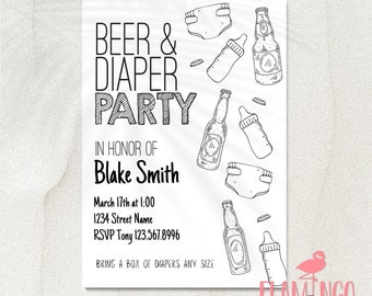 Diaper Party Invitation - Beer and Diaper Party - Huggies and Chuggies - Diaper Party - Funny Baby Shower - Dad Baby Shower - Diaper Shower