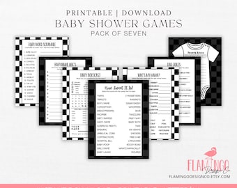 Black & White Baby Shower Games Bundle (Digital Download)