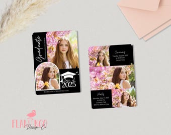 Einfache Graduierung Einladung Vorlage | Anfertigen auf Canva | Grad Party | Sofortdownload | Bearbeitbar Einladen | Basteln | Jahrgang 2026