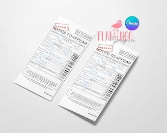 May include: A white notice to appear with the text "URGENT NOTICE TO APPEAR" and the date "02-10-2024". The notice has a section for details and a section for RSVP. The notice is printed on a white background with black text.