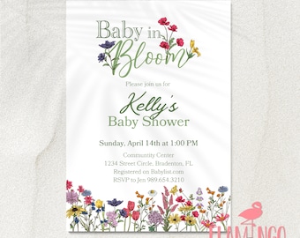 Baby in Bloom Baby Shower Invite - Invitation Template - Edit in Canva - Garden Baby Shower - Flower Baby Shower - Blooming Baby - Custom