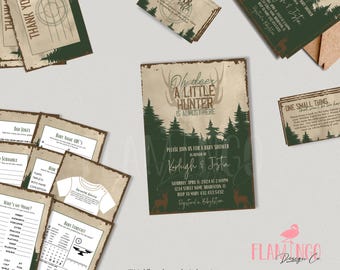 Oh Deer Babyparty Einladungen Bundle: Jagd Theme Spiele (Instant Download)