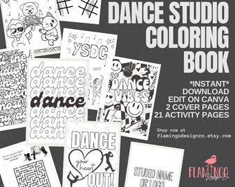 Dance Coloring Book - Dance Recital Coloring Book - Activity Pages - Dance Studio - Dance Gift - Edit on Canva - Instant Download