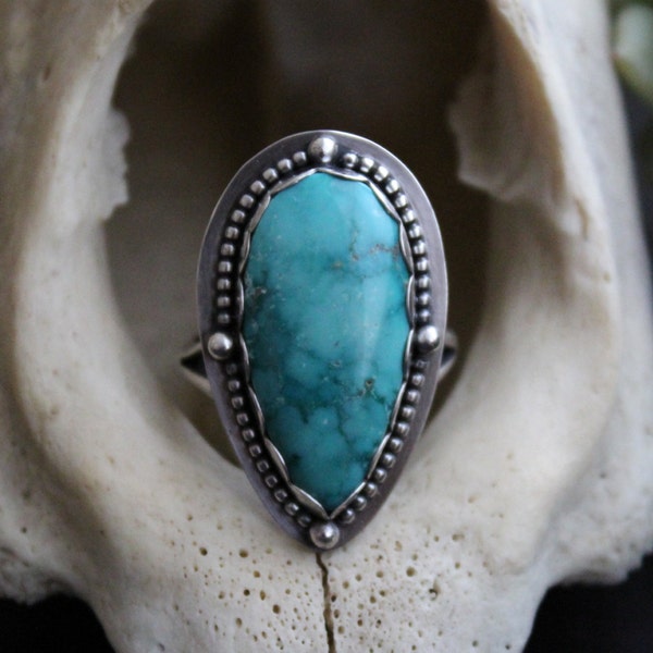 Nevada Turquoise Ring | Sterling Silver | Turquoise Jewelry | Statement Ring | Boho Ring | Size 7.25