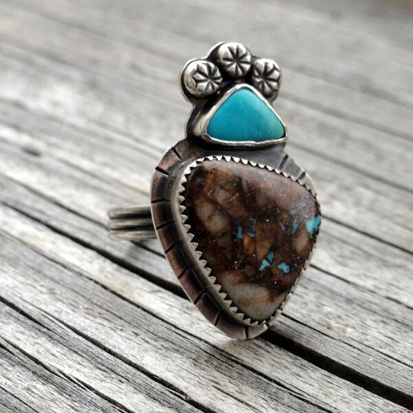 Turquoise Jewelry | Large Turquoise Ring | Genuine Turquoise Jewelry | Statement Turquoise Ring | Artisan Ring | Natural Turquoise | Size 9