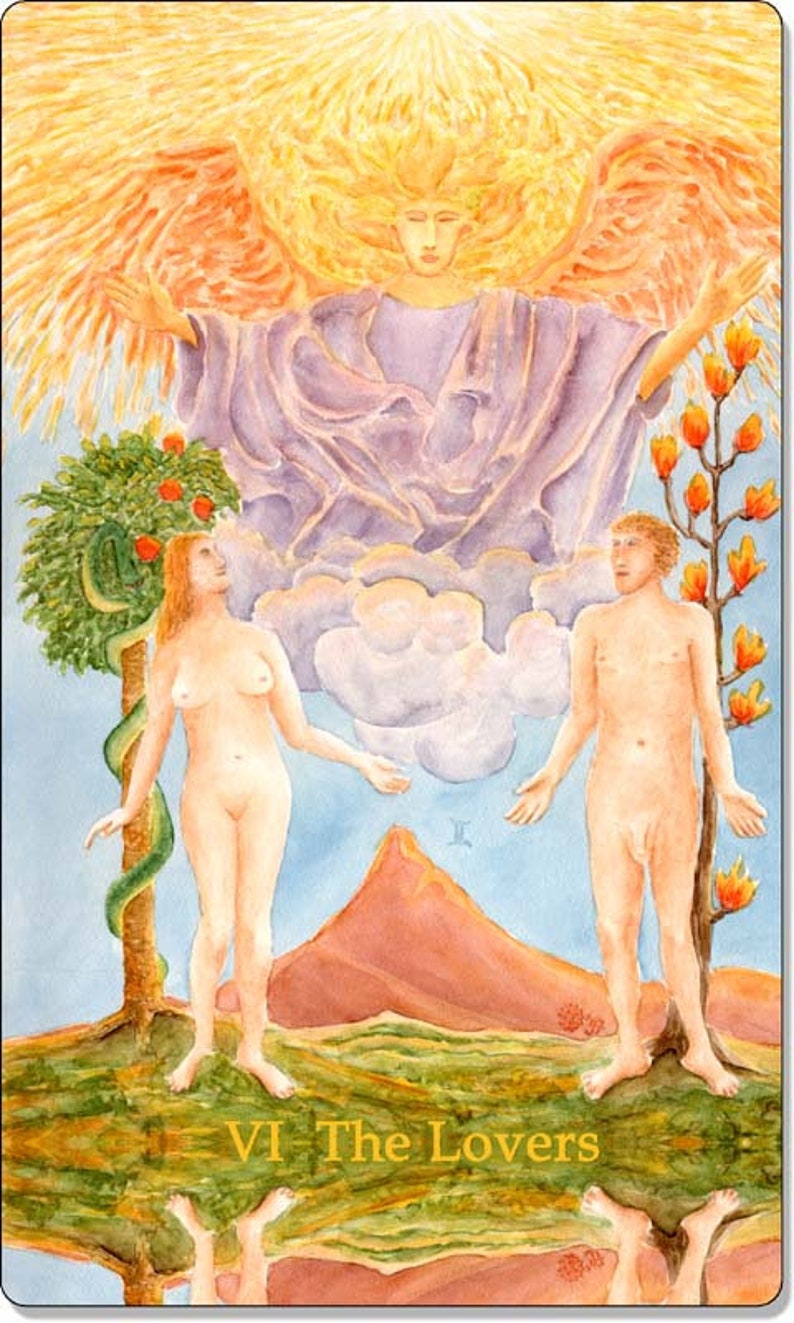 Аркан влюбленные таро уэйта. Аркан влюбленные таро райдера уэйта. Карта влюбленные таро уэйта. 6 аркан таро. Карты таро уэйта влюбленные.