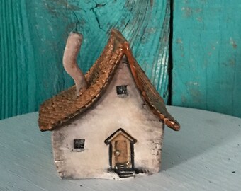 Miniature fairy house (small) OOAK ceramic handmade clay sculpture