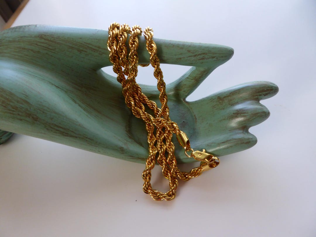Vtg 24K Gold Plate 22 Inch Rope Chain Necklace 5MM - Etsy