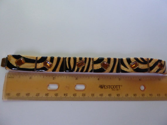 Vtg Kenneth Jay Lane rhinestone Tiger Enamel High… - image 4