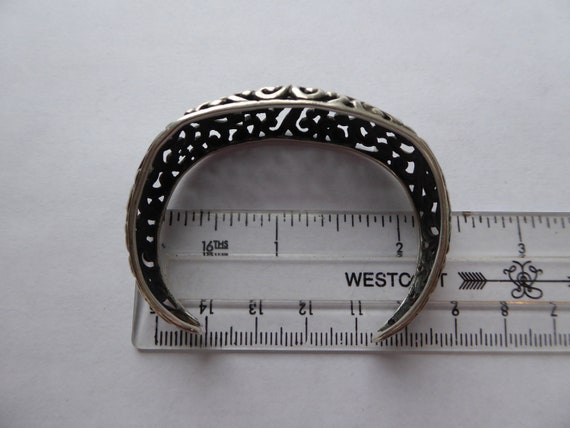 Vintage Sterling Dome Filagree Lace Cuff Bracelet… - image 2