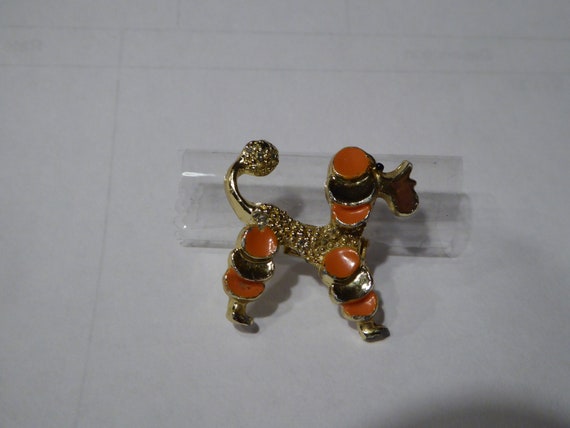 Gerrys Vintage Gold Tone and Orange Enamel Poodle… - image 6