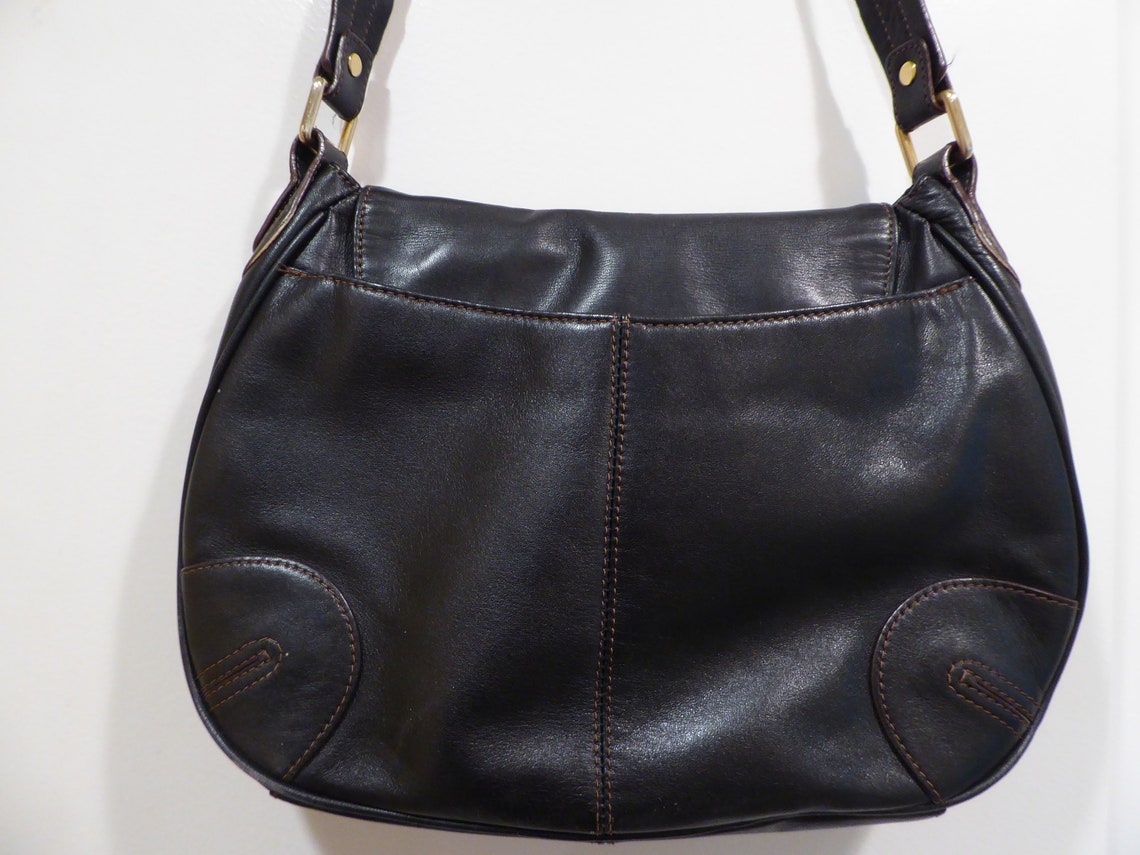 Vintage Etienne Aigner Dark Leather Shoulder Handbag With Flap - Etsy