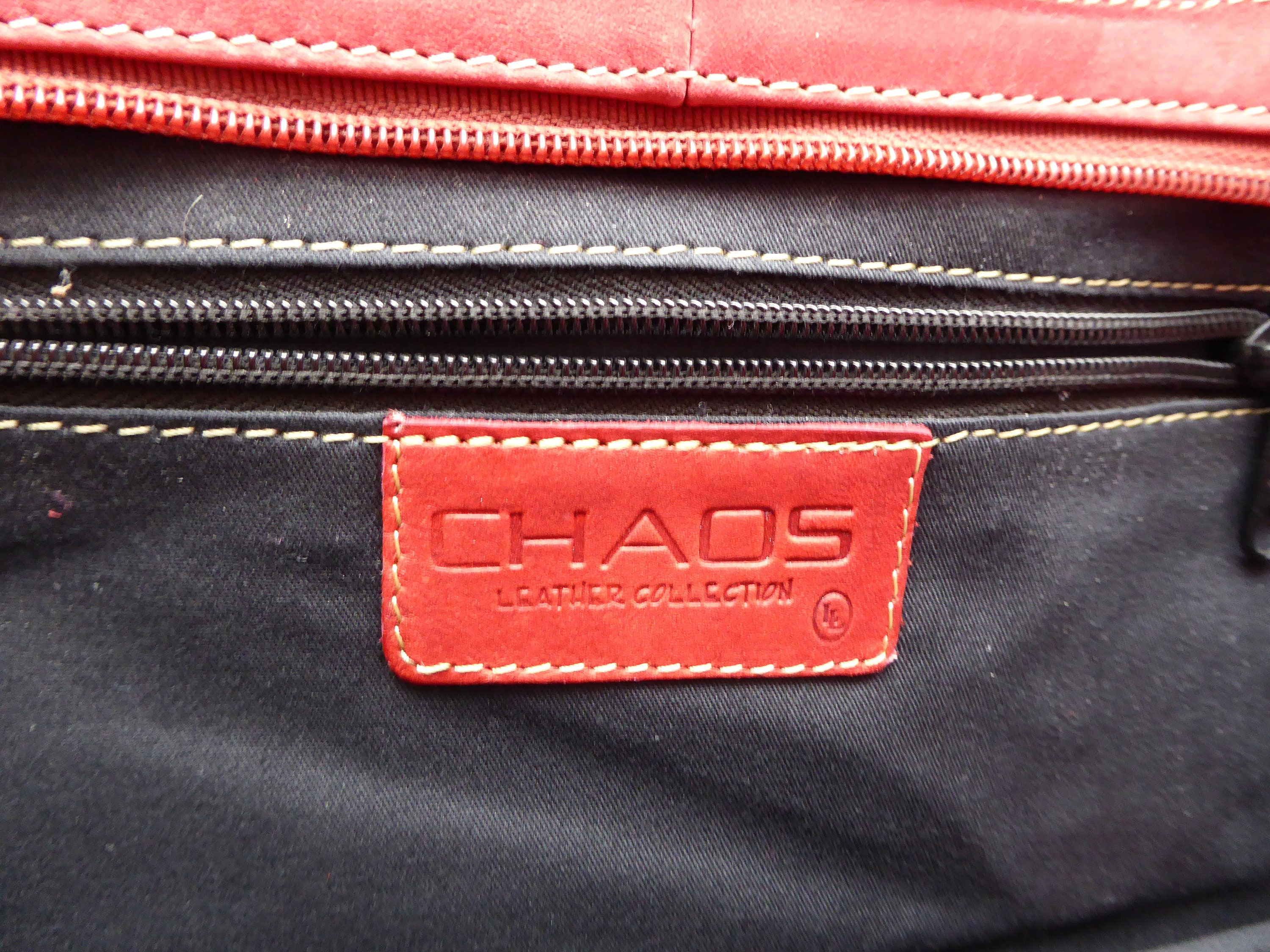 Vintage CHAOS Leather Collection Red Leather Hand Bag - Etsy display picture 2