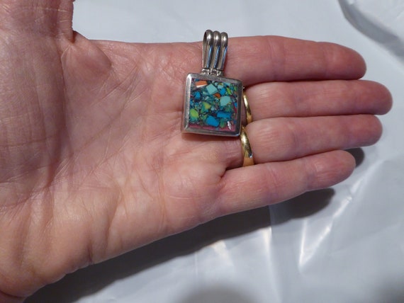 Vintage 925 Mexico Sterling Turquoise Coral Chip … - image 6