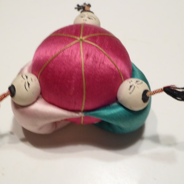 Vintage Asian Silk Little People Pin Cushion