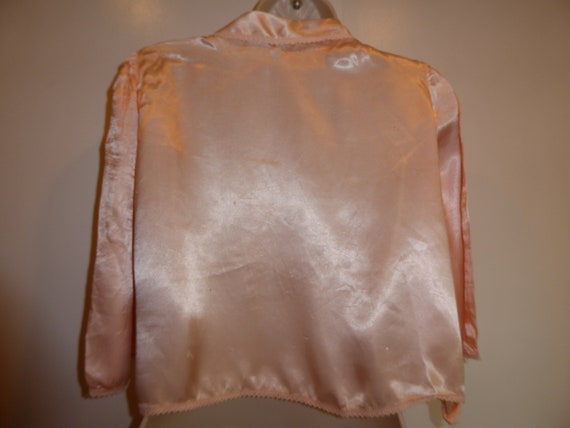 Vintage Satin TruLure Pink Embroidered Bed Jacket… - image 3