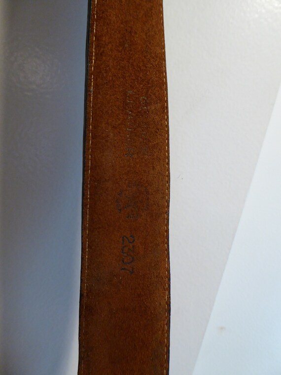 Vtg Genuine Leather Belt with Decorative Stitchin… - image 6