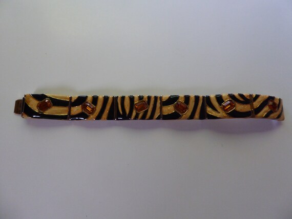 Vtg Kenneth Jay Lane rhinestone Tiger Enamel High… - image 7