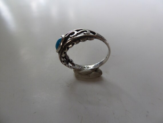Vintage 925 CA Blue Agate Filigree Sterling Ring … - image 9