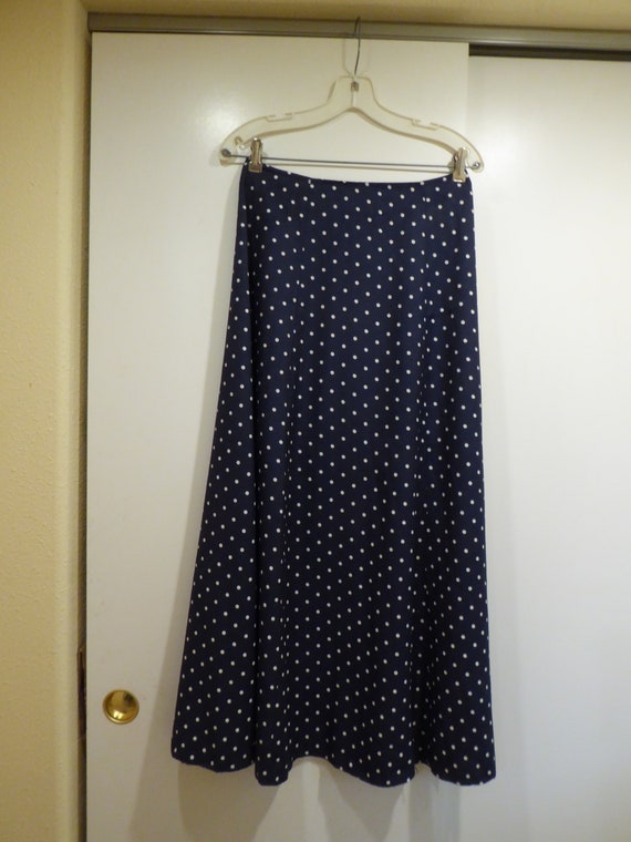 Vintage Jay Jacobs Navy and White Polk a Dot Midi… - image 2