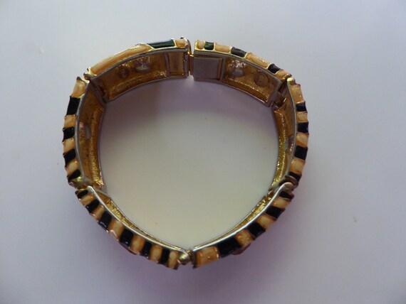 Vtg Kenneth Jay Lane rhinestone Tiger Enamel High… - image 2