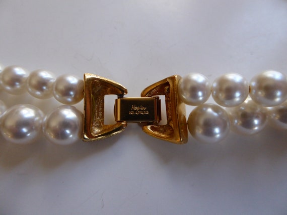 Vtg Napier Glass Pearl Double Strand Choker Neckl… - image 5