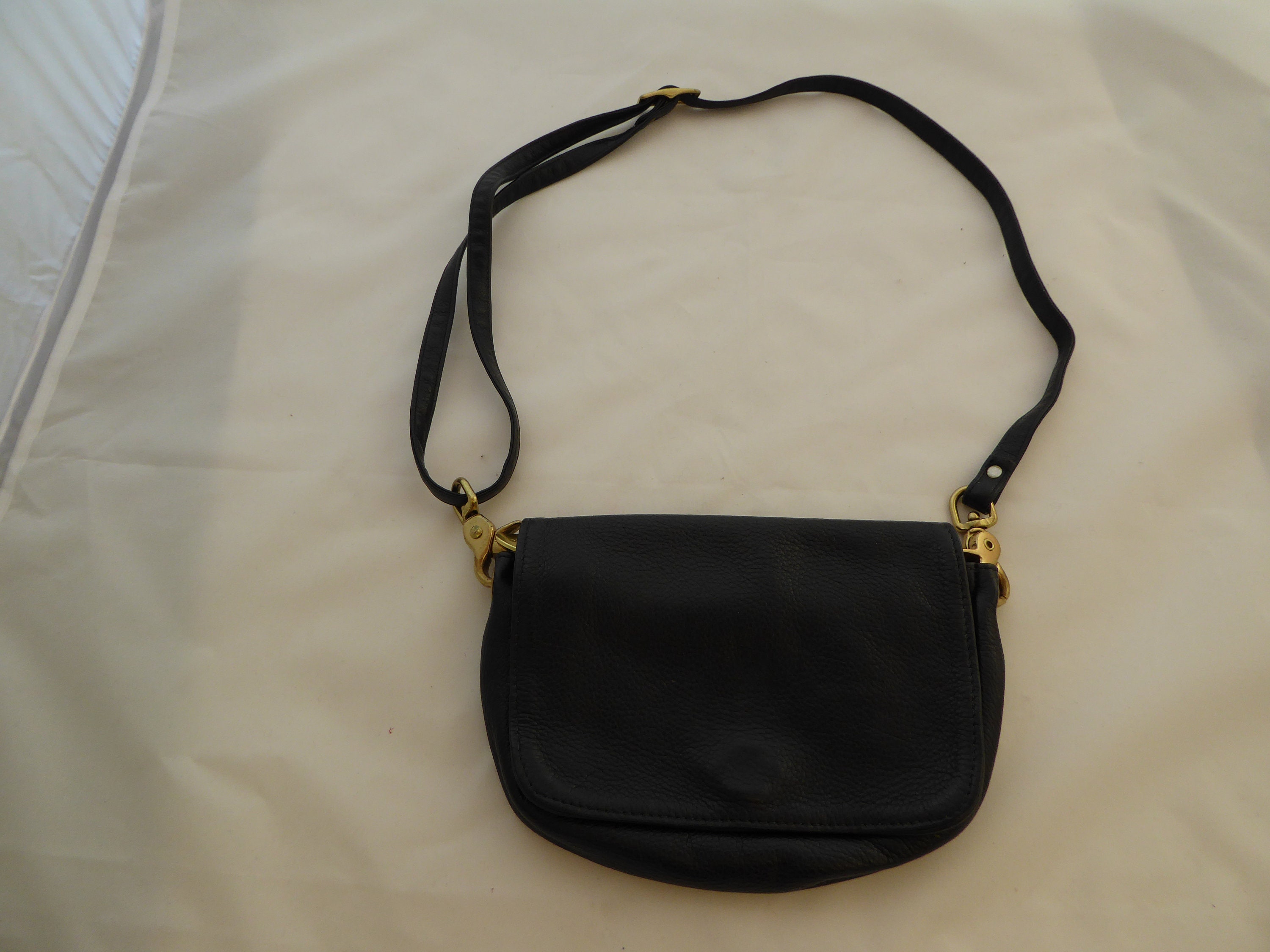 Vtg Libaire of California Black Pebbled Leather Small Crossbody Purse