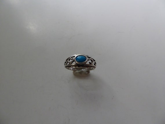 Vintage 925 CA Blue Agate Filigree Sterling Ring … - image 8