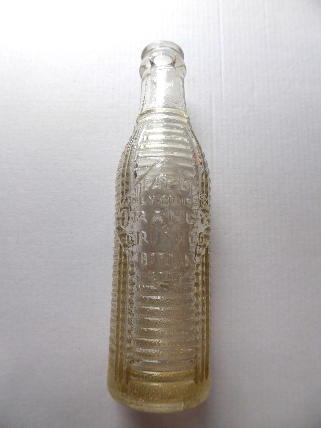 Vintage Orange Crush Clear Glass 6oz Soda Bottle With Ribbed