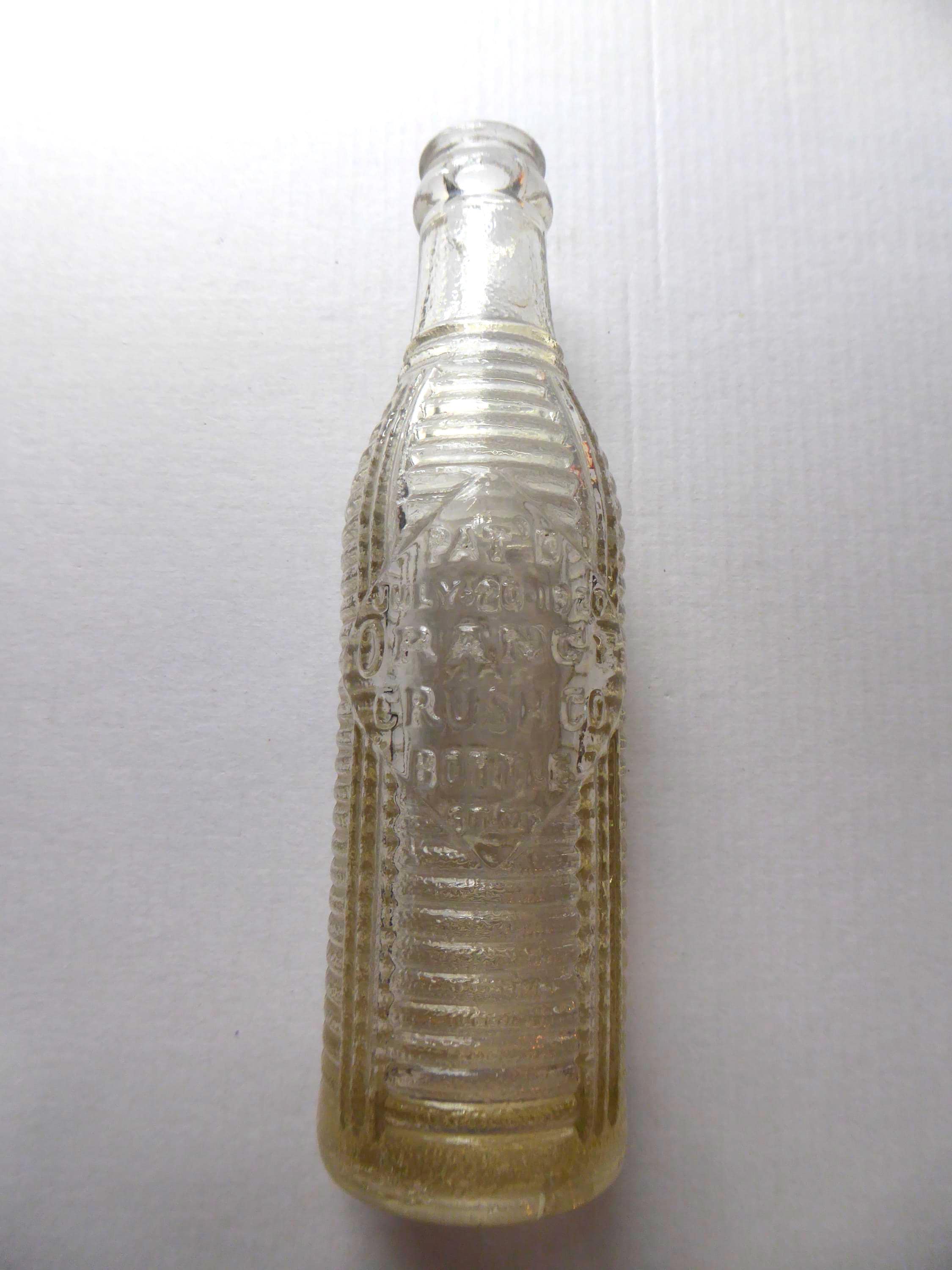 Vintage Orange Crush Clear Glass 6oz Soda Bottle With Ribbed