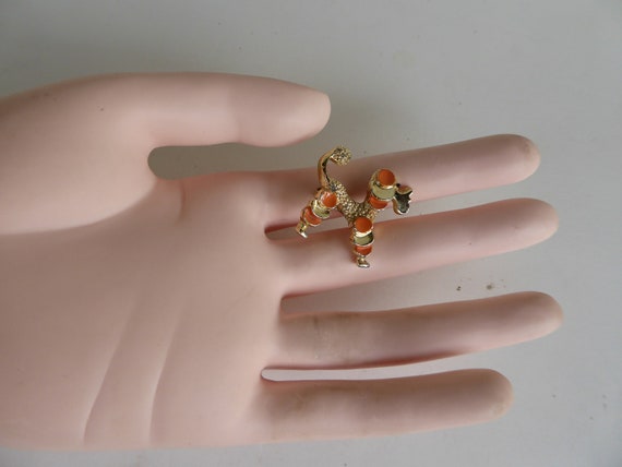 Gerrys Vintage Gold Tone and Orange Enamel Poodle… - image 4