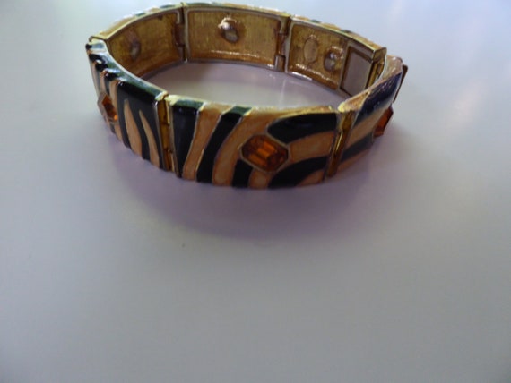 Vtg Kenneth Jay Lane rhinestone Tiger Enamel High… - image 6