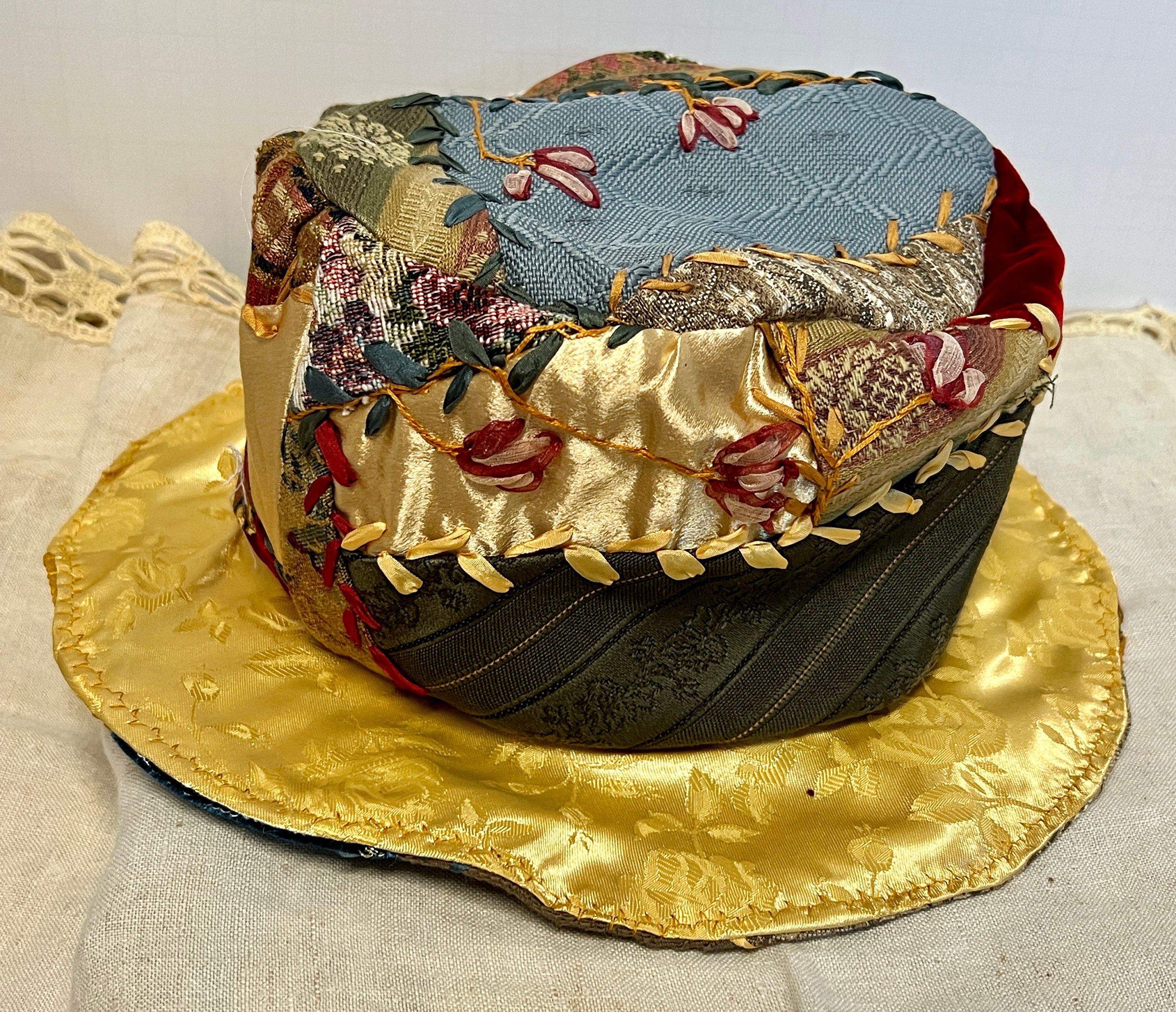 Vintage Crazy Quilt Bucket Hat Top Hat Boho Retro Etsy
