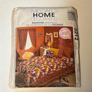 McCalls 3212 Vintage  home decorating bedroom sewing pattern, duvet cover, curtains, butterfly chair, bulletin board, pillows