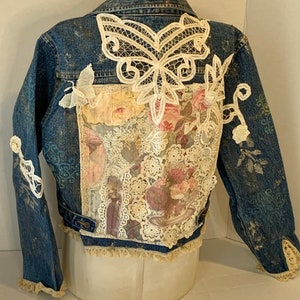 Denim jacket, Women's up cycled, one of a kind
