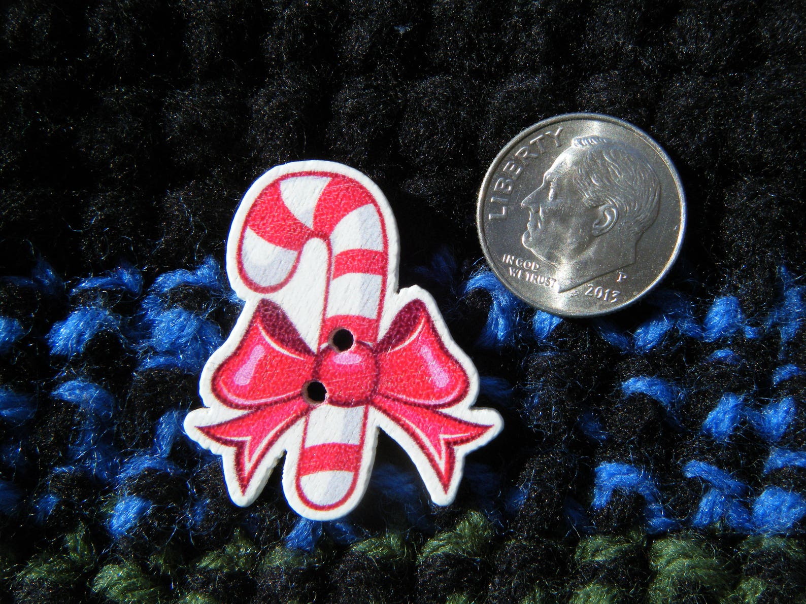 4 Candy Cane Buttons 30mm Wooden Red Christmas Decoration Etsy